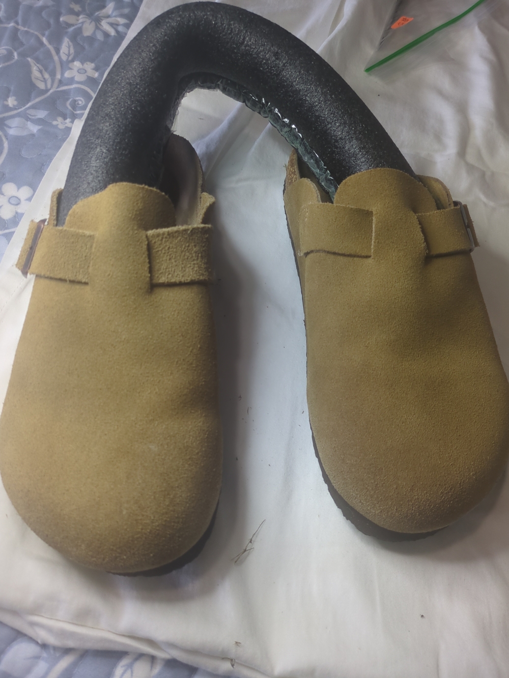 Fitory Suede Clogs in Tan Leather 8